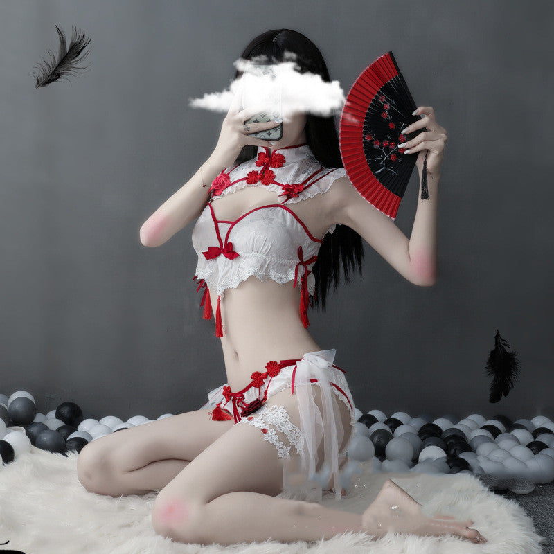Women's Lingerie Set With Embroidered Cheongsam & Tassels Women's Lingerie Unbranded