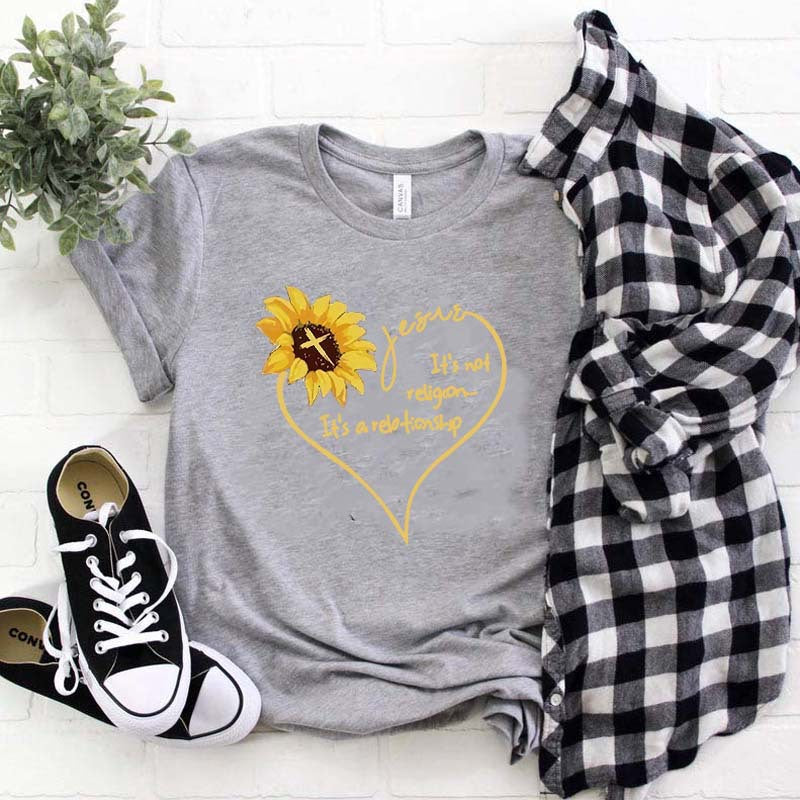 Women's Sunflower Print Casual T Shirt