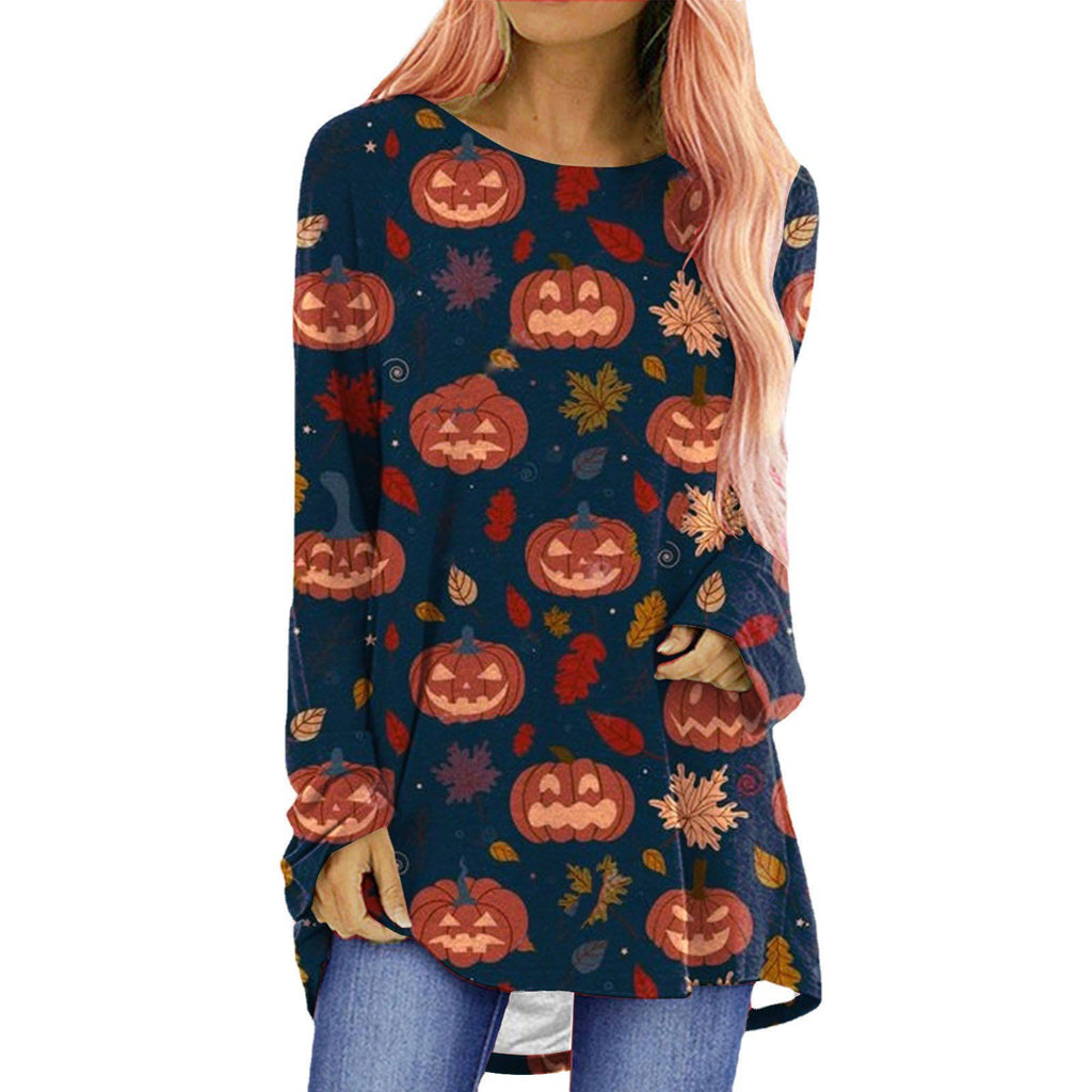 Women's Halloween Printed Long Sleeved T Shirt