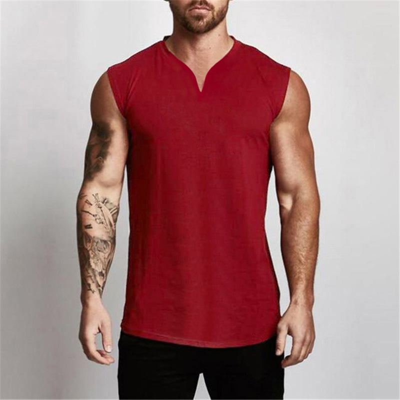 Men's Smooth Solid Summer V Neck Sports Tank Top