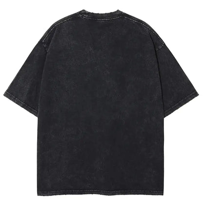 Anime Berserk Skull Print Washed Oversized Tshirt