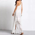 Women's Lace V Neck Spliced Dress (Beach Dress)