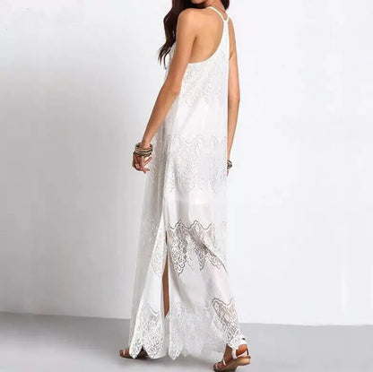 Women's Lace V Neck Spliced Dress (Beach Dress)