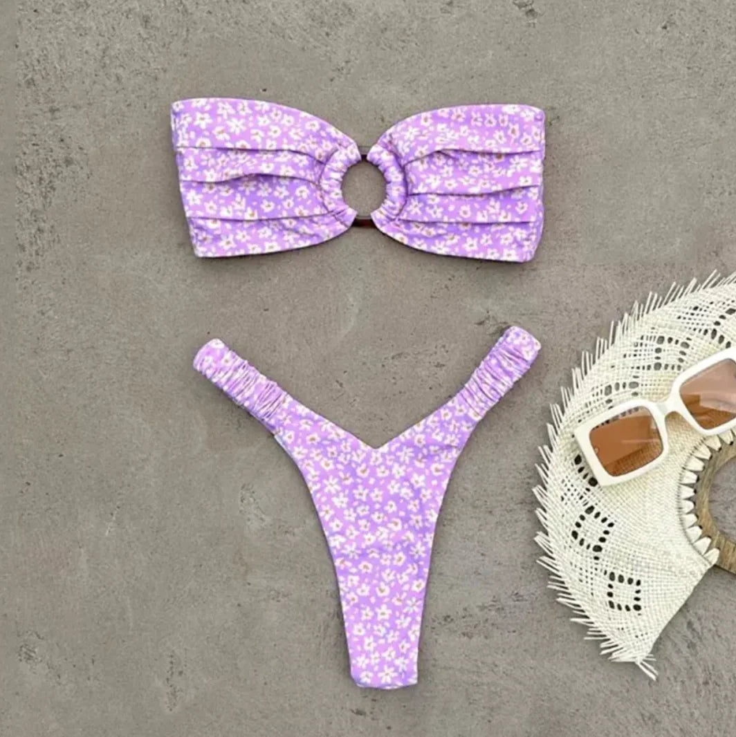Women's Printed Pleated Bikini Main image