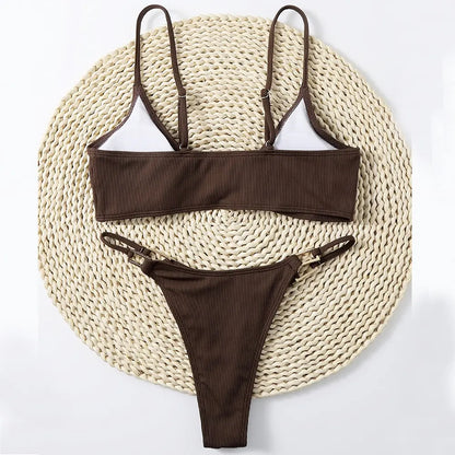 Women's Sexy Ribbed Micro Bikini