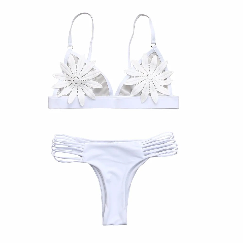 Women's Floral Push Up Bikini Set With Padded Bra
