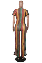 Women's Printed Jumpsuit, Split Jumpsuit, Mesh Jumpsuit