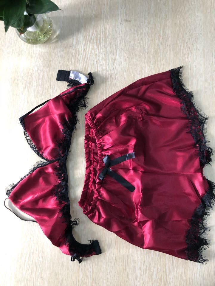 Women's Sexy Lace Lingerie Sleepwear Set Women's Lingerie Unbranded Red Wine S