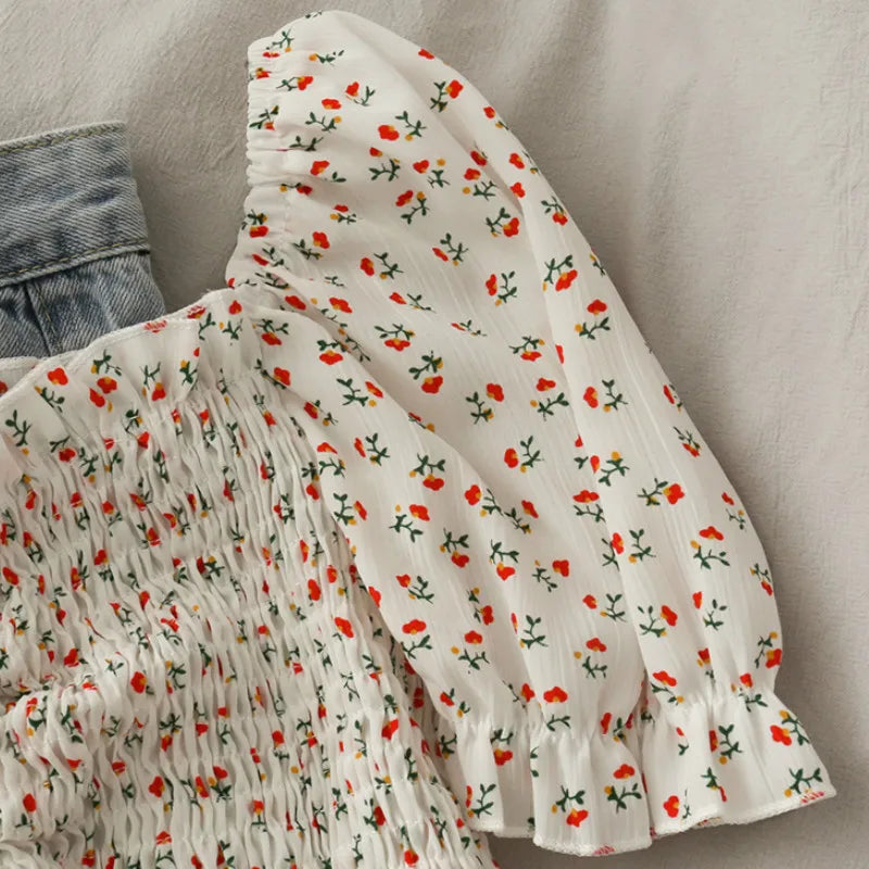 Women's Floral Ruffled Tops ILLUSION CO