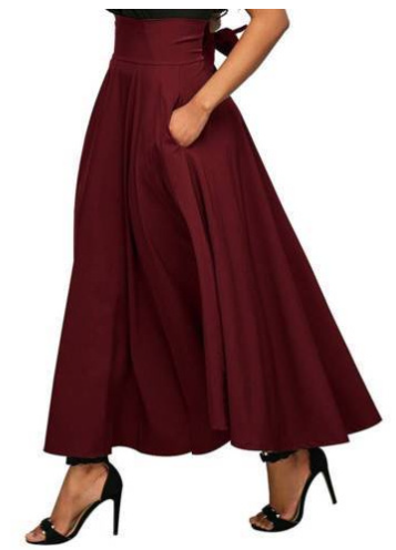 Women's Long A Line Skirt With Bow
