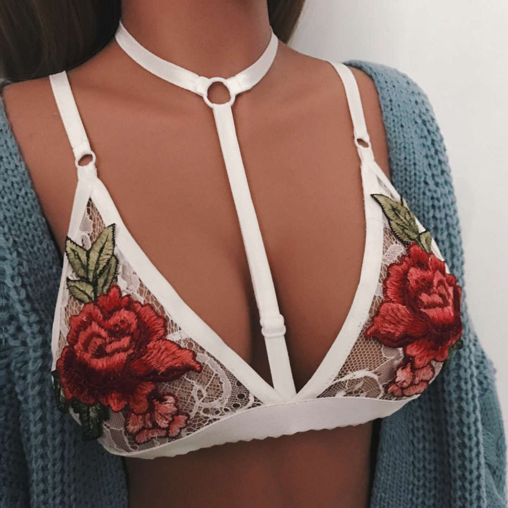 Women's Sexy Embroidered Lace Lingerie Women's Bras Unbranded White L