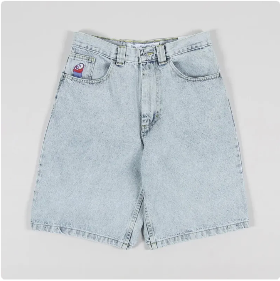 Unisex Cartoon Embroidered Denim Shorts