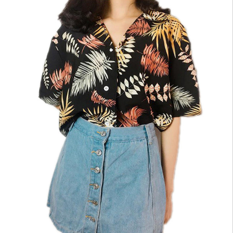 Women's Floral Short Sleeve Shirt