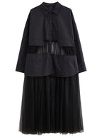 Women's Mesh Spliced Shirt Dress