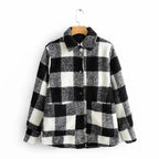 Women's Black & White Plaid Shirt Jacket