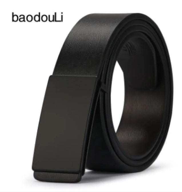 Men's Leather Plate Buckle Belt