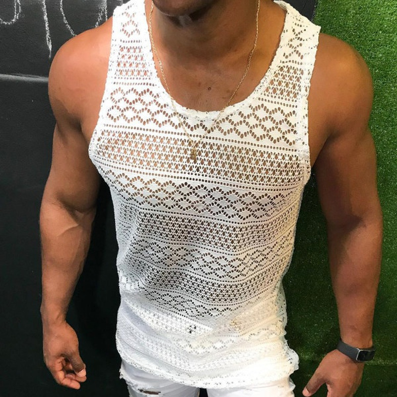 Men's Breathable Polyester Fiber Tank Top for Gym Training