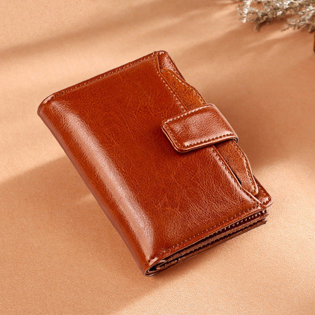 Vintage Genuine Leather Girls Wallet with Zipper