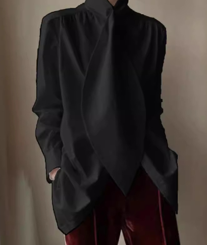 Women's Pearl Scarf Collar White Shirt Secondary image