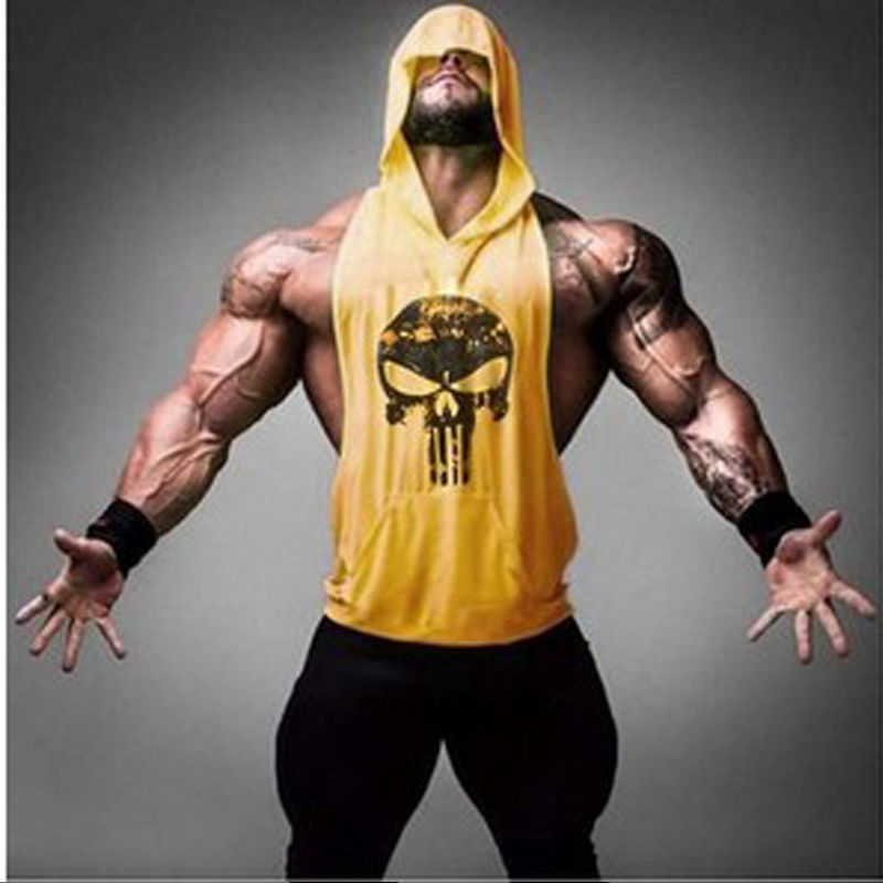 Hooded Skull Bodybuilding Tank Top Men's Tank Top Unbranded