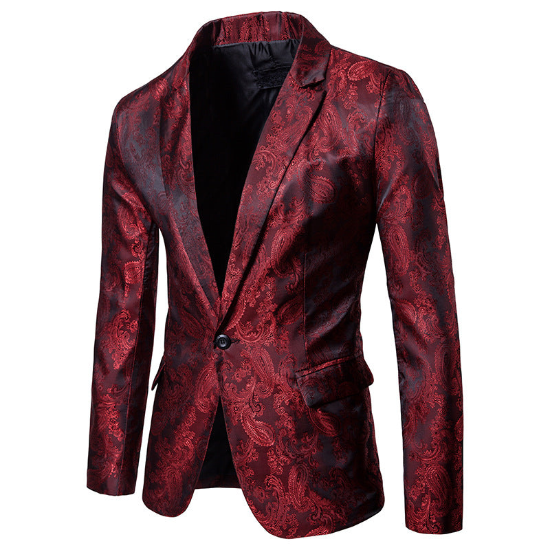 Men's Suit with Stylish One-Button Design and Fit ILLUSION CO Red 3XL
