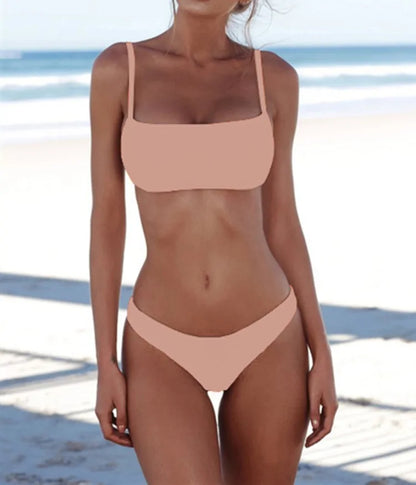 Women's Solid Sexy Bikini Set Two Piece Swimwear