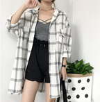 Women's Irregular Plaid Long Sleeve Shirt