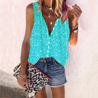 Women's Casual Loose Printed Sleeveless Shirt