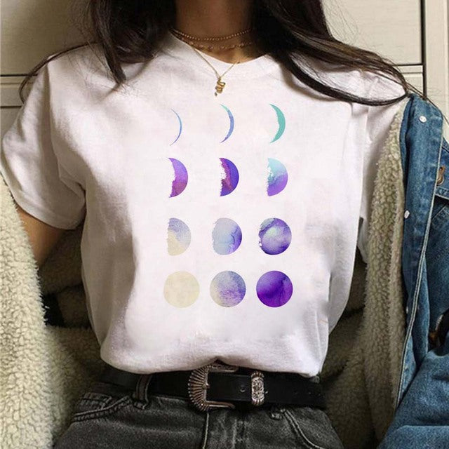 Women's Aesthetic Universe Planets Graphic T Shirt