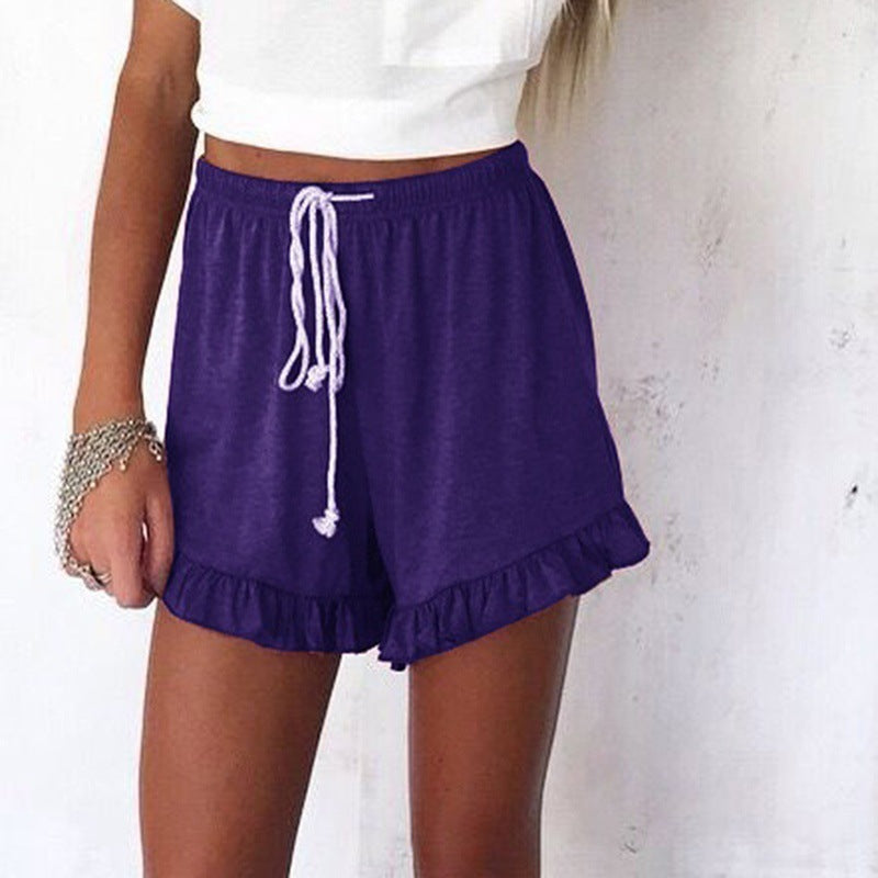 Women's Ruffled Drawstring Shorts