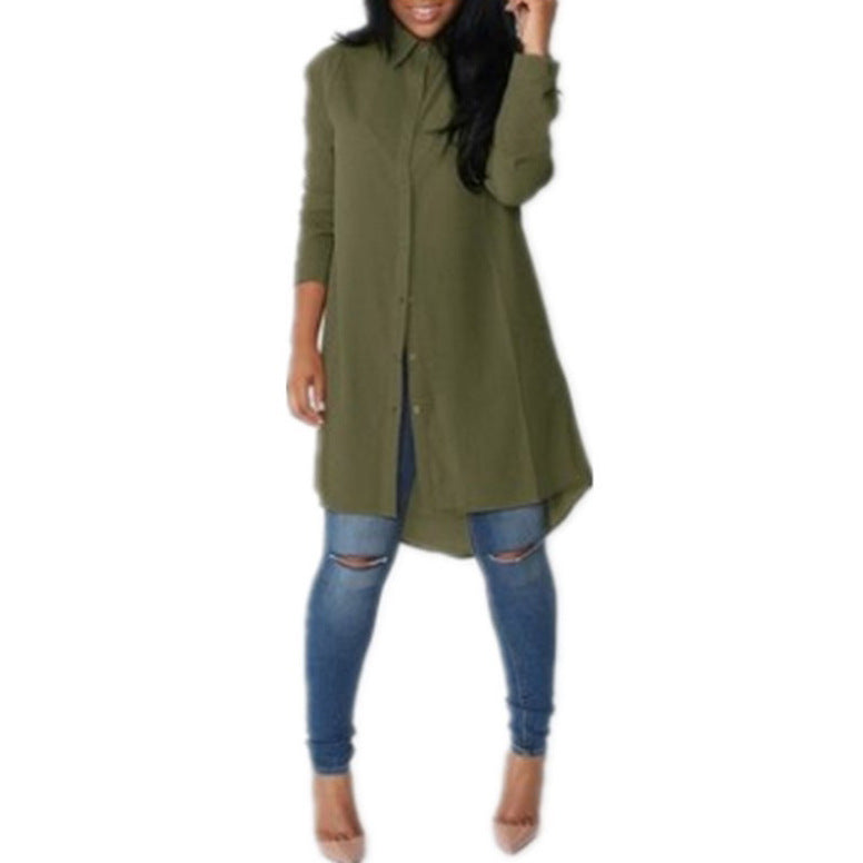 Women's Irregular Long Sleeve Chiffon Shirt