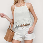 Women's Casual Solid Mesh Ultra Short Vest Tops ILLUSION CO