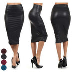 Women's Bodycon Leather Midi Skirt