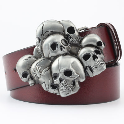Men's Ghoulish Skull Leather Belt - Casual Style
