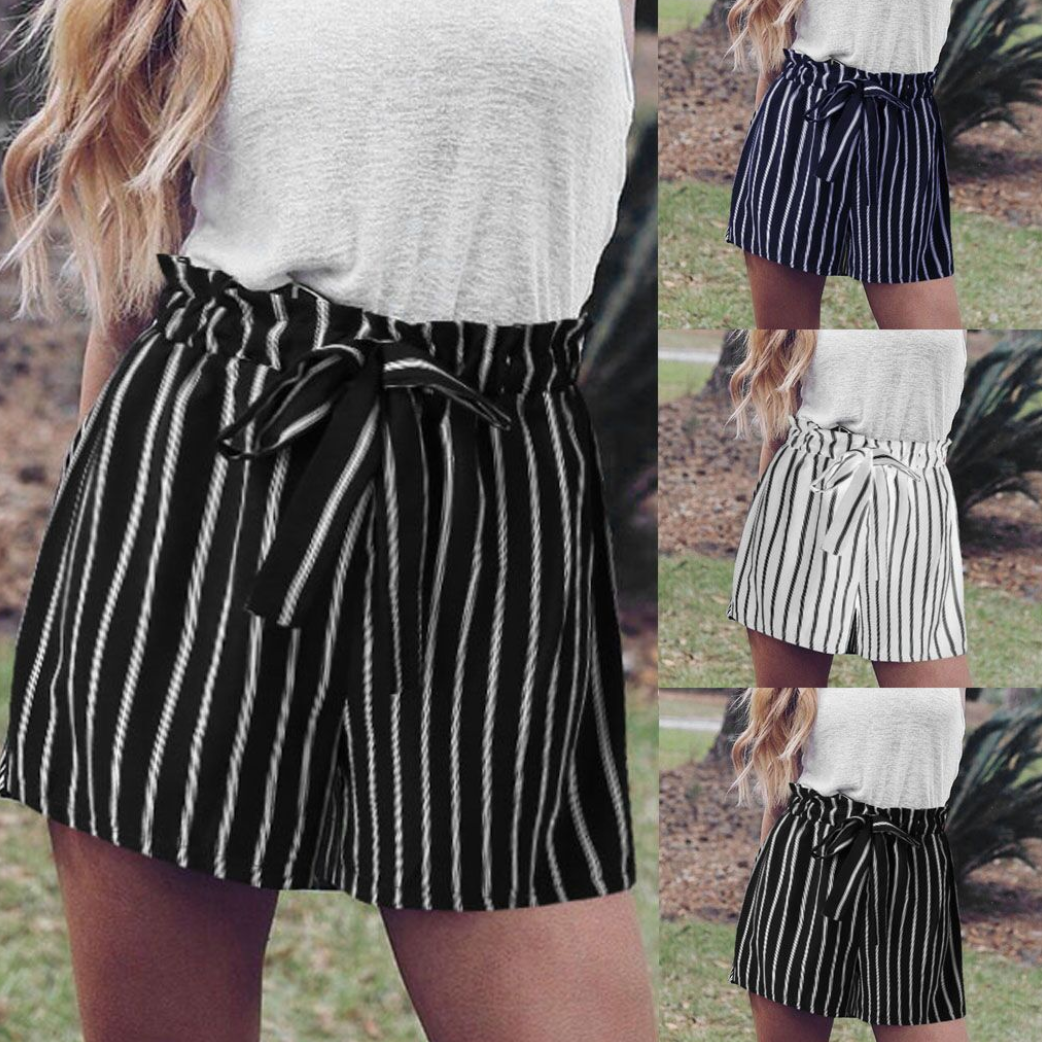 Women's Striped Bowknot Shorts