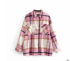 Women's Checkered Shirt & Blended Coat Women's Shirt Unbranded Pink XS