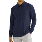 Men's Casual Polo Shirt with Vertical Stripes
