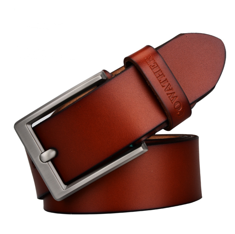 Men's Genuine Leather Belt with Pin Buckle