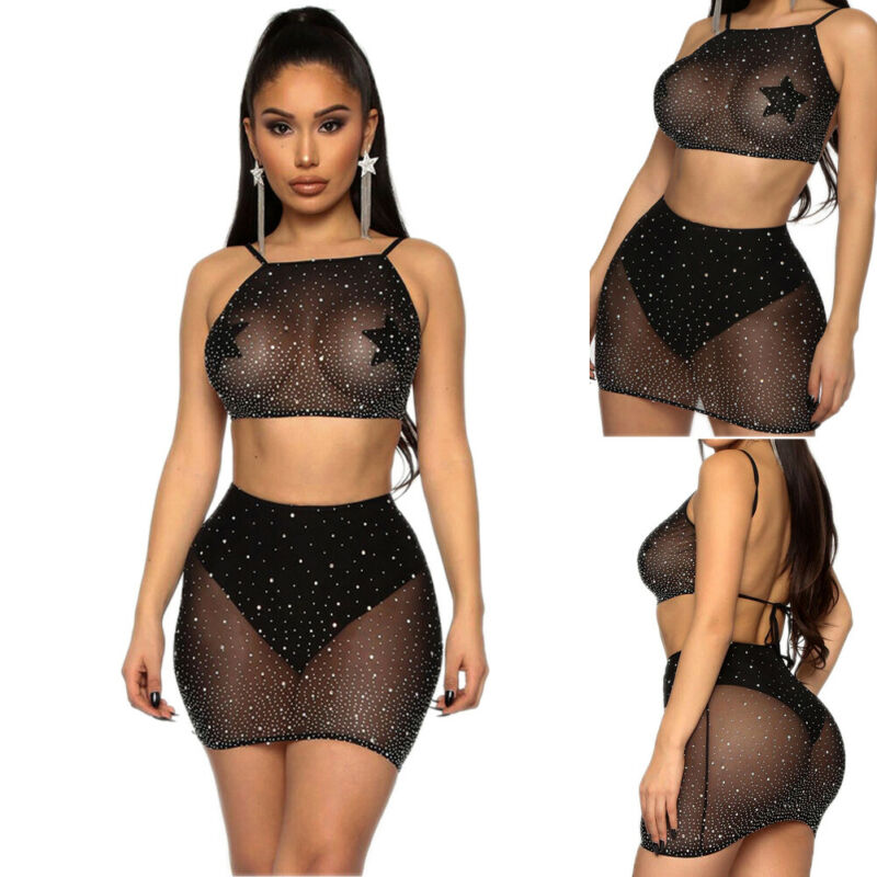 Women's Rhinestone Lingerie Set