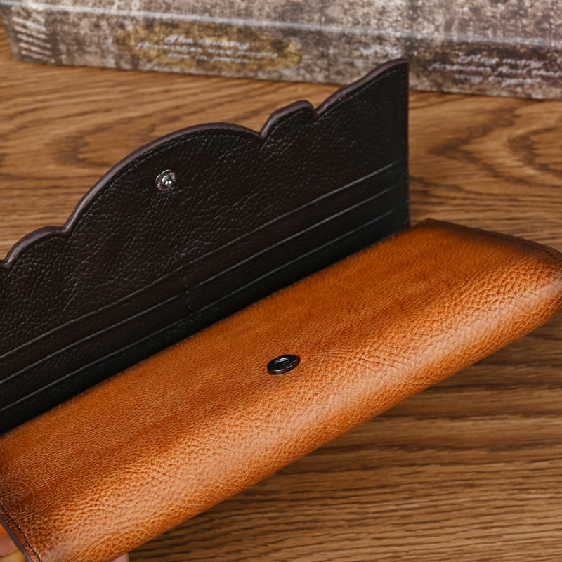 Chinese Style Embossed Women's Long Cowhide Wallet Women's Wallet Unbranded