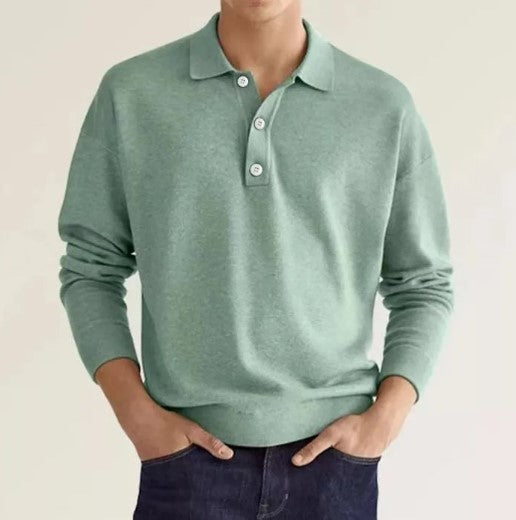 Men's Long Sleeve Button Polo Shirt