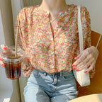 Women's Floral Chiffon Long Sleeve Shirt