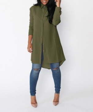 Women's Irregular Long Sleeve Chiffon Shirt