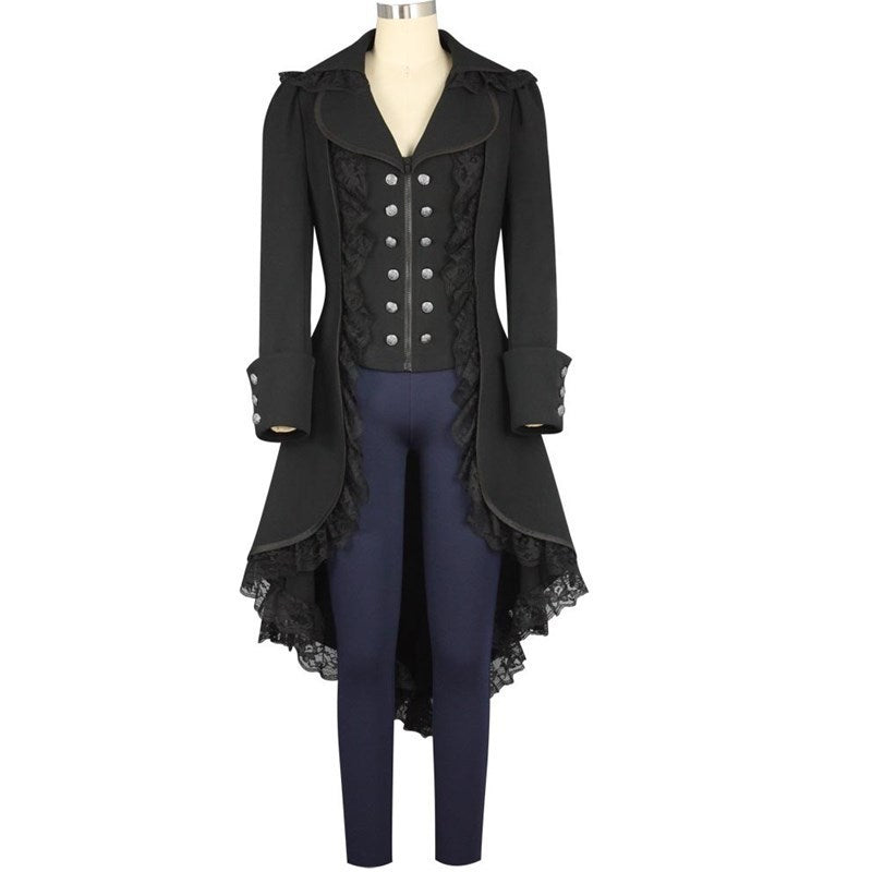 Steampunk Black Gothic Victorian Ladies Tuxedo Jacket