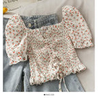Women's Floral Ruffled Tops ILLUSION CO white Tamanho Único