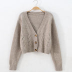 Women's Solid Short Cardigan Sweater Tops