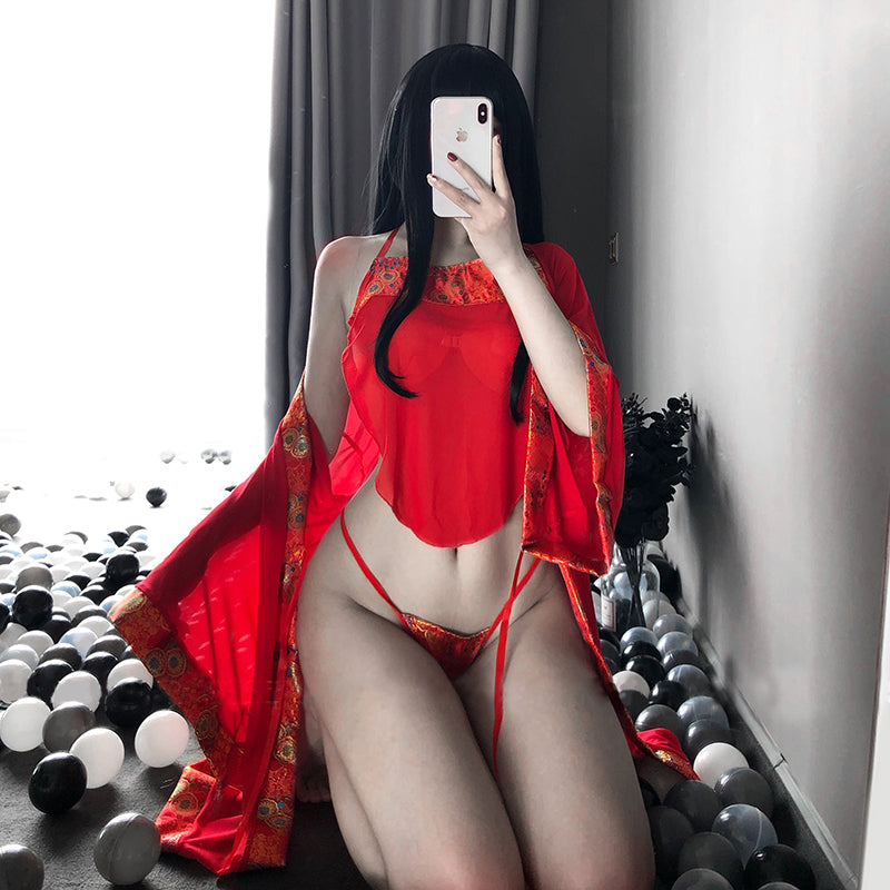 Women's Sensual Lingerie Set With Traditional Chinese Elements