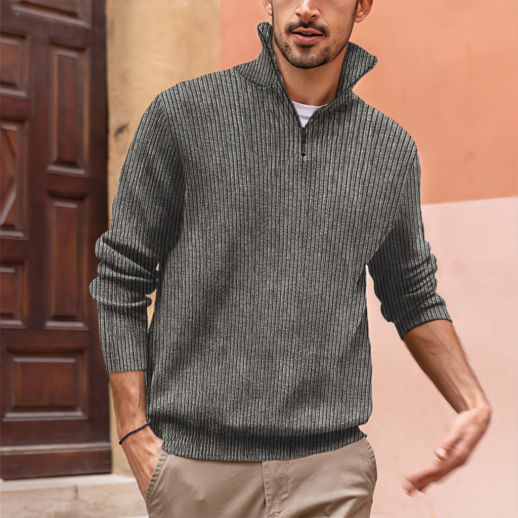 Men's Versatile Polo Zipper Turtleneck Tops
