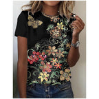 9335793D Butterfly Print T Shirt