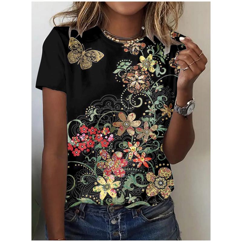 9335793D Butterfly Print T Shirt